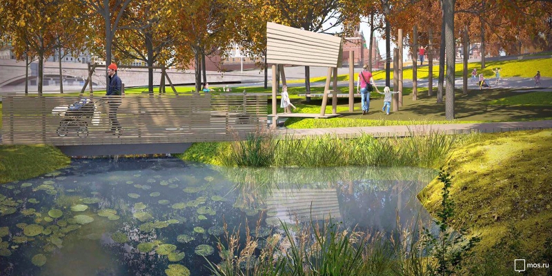 Проектное решение создания прудов в парке «Зарядье»